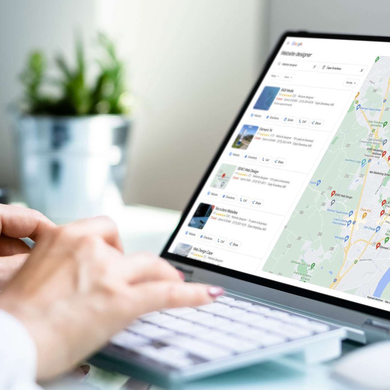Photo of Google Local SEO results for "web designer near me."